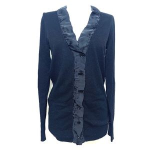 J. CREW Factory | Black Ruffled Button Up Cardigan